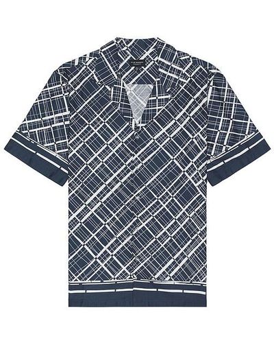 Club Monaco Border Grid Shirt - Blue