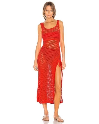 Camila Coelho Athena Crochet Dress - Red
