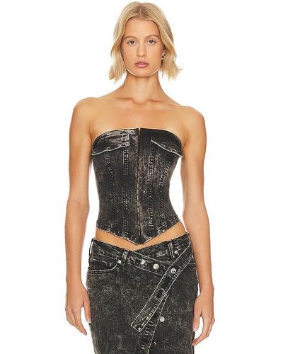 h:ours Margot Corset Top - Black