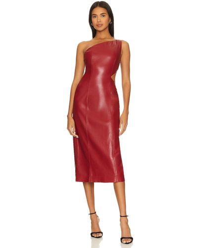 House of Harlow 1960 X Revolve Bordeaux Faux Leather Midi Dress - レッド
