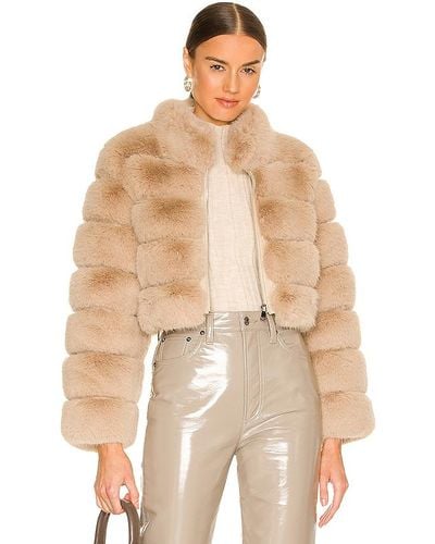 Adrienne Landau Faux Fox Fur Jacket - Natural