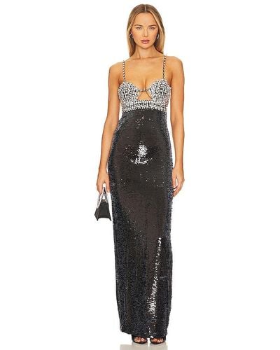 PATBO Hand Beaded Sequin Gown - Black