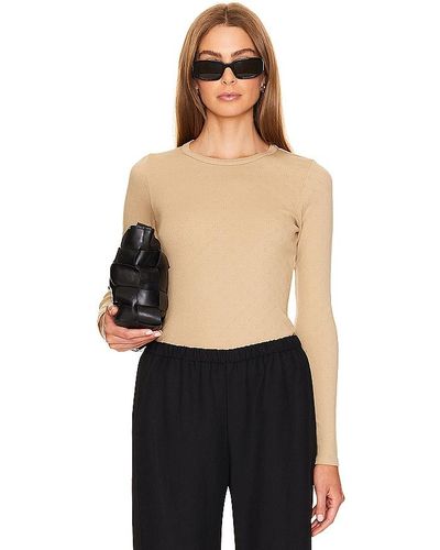 Enza Costa T-SHIRT RAS DE COU À LONGUES MANCHES SCALLOP EDGE - Noir