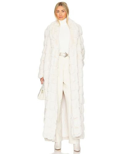 LITA by Ciara Floor Length Faux Fur Coat - White