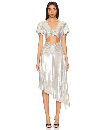 WeWoreWhat Asymmetrical Cutout Foil Dress - White
