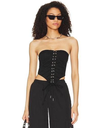 superdown Ashlyn Lace Up Top - Black