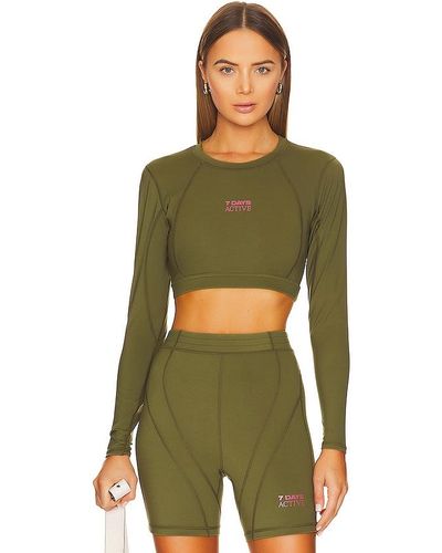 7 DAYS ACTIVE Cropped Long Sleeve Top - Green
