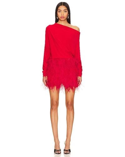 Norma Kamali Feather All In One Mini Dress - Red