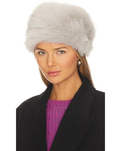 Adrienne Landau Faux Fox Fur Hat - White