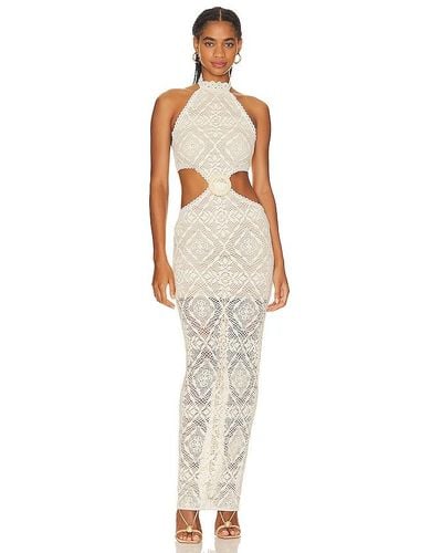 Bronx and Banco Ameena Cut Out Halter Neck Gown - White