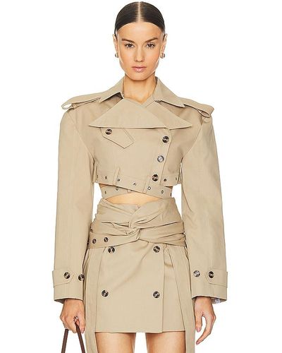 ROKH Cross Belt Detail Cropped Jacket - Natural