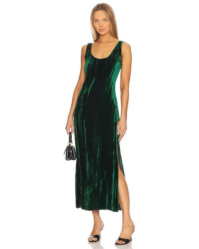 Enza Costa Silk Textured Velvet Tank Dress - Green