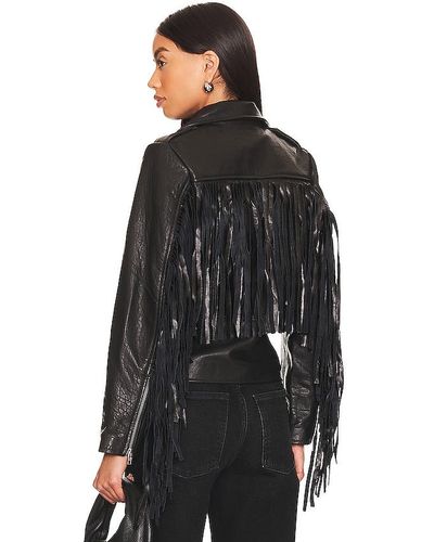 Urban Outfitters Baddie Fringed Moto Jacket - Black