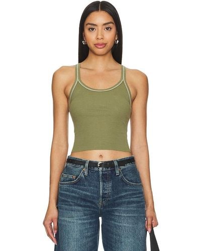 RE/DONE Cropped Ribbed Tank - Blue