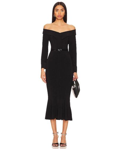 Norma Kamali Off Shoulder Fishtail Midi Dress - Black