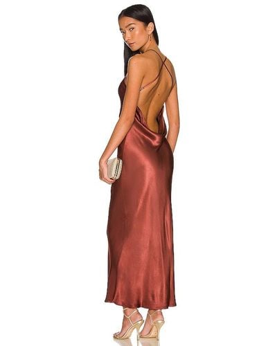 Shona Joy Thalia Cowl Back Bias Midi Dress - Red