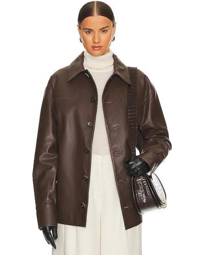 KULAKOVSKY Leather Overshirt - Brown