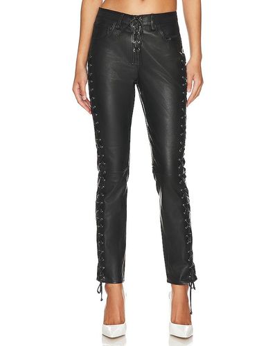 One Teaspoon Blacklight Leather Lace Up Trousers