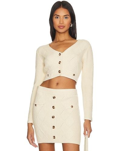 Central Park West Bella Cable Cardigan - Natural