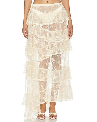 YUHAN WANG Lace Ruffled Maxi Skirt - Natural