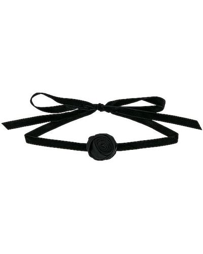 Lele Sadoughi Silk Rosette Ribbon Choker - Black