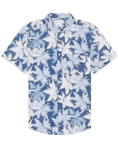 Vintage Summer Seersucker Button Up Shirt - Blue