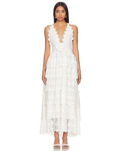 LoveShackFancy ROBE MAXI NEVIS - Blanc