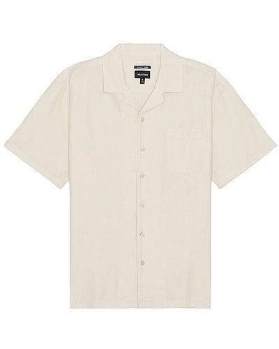 Brixton Bunker Linen Blend Short Sleeve Camp Collar Shirt - White