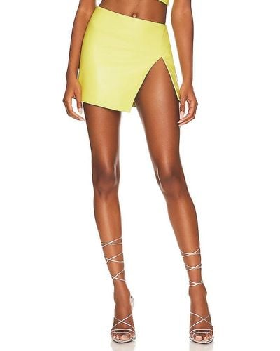 Camila Coelho Pip Leather Micro Skirt - Yellow