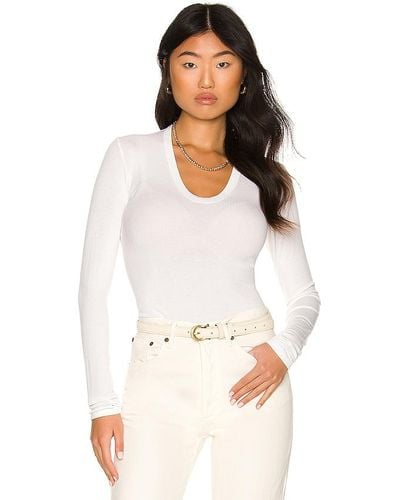 Enza Costa Rib Fitted Long Sleeve - Blanc