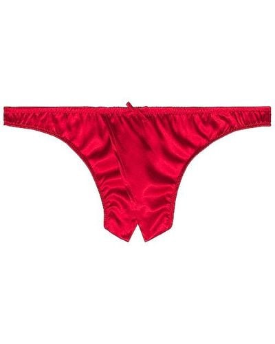Fleur du Mal Luxe Crotchless Thong - Red