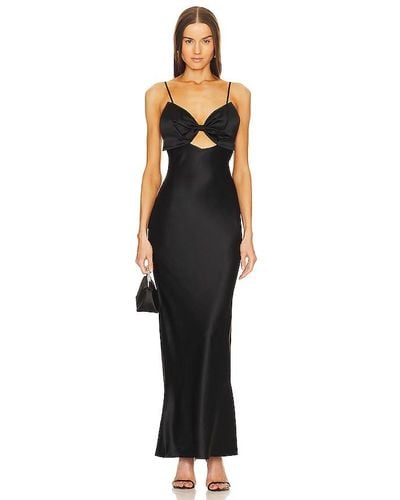 Fleur du Mal Bow Slip Dress - Black