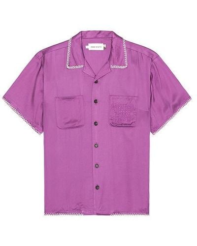 Honor The Gift Blanket Stitch Woven Shirt - Purple