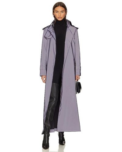 Norma Kamali Double Breasted Trench To Ankle - Blue