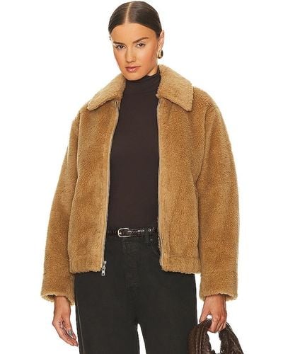Vince Faux Shearling Bomber Jacket - Brown