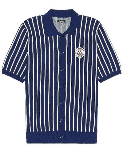Malbon Golf Parlay Striped Knit Shirt - Blue