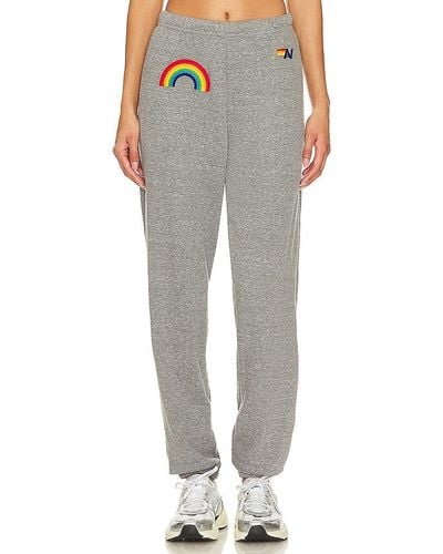 Aviator Nation Rainbow Embroidery Sweatpant - Gray