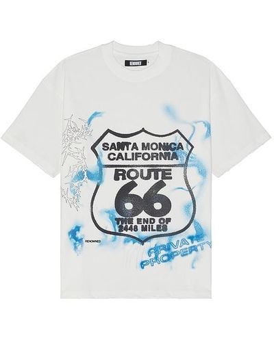 RENOWNED Route 66 Distressed Tee - White