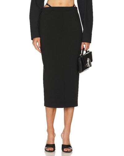 Alexander Wang Fitted Long Skirt With Logo And Elastic G String - Black