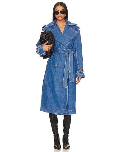 Bardot Oversized Denim Trench Coat - Blue