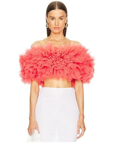 Noelle Red Organza Puff Jimmy Choo Blouse