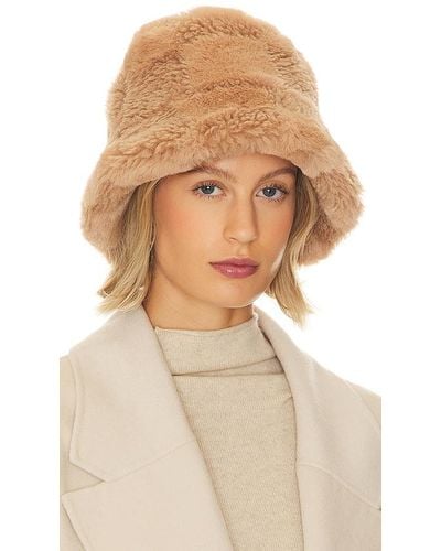 Apparis Gilly Butterscotch Checkerboard Shearling Hat - Natural