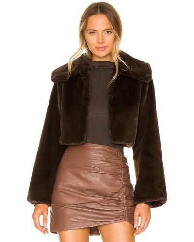 Camila Coelho Cleobella Cropped Faux Fur Jacket - ブラウン