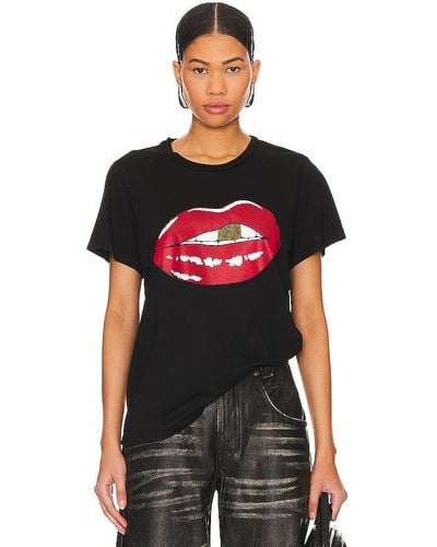 Lauren Moshi Camiseta wolf flirty lip - Negro