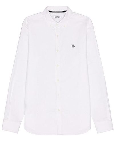 Original Penguin Long Sleeve Oxford Shirt - White