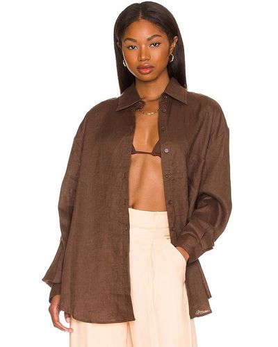 AEXAE Linen Woven Shirt - Brown