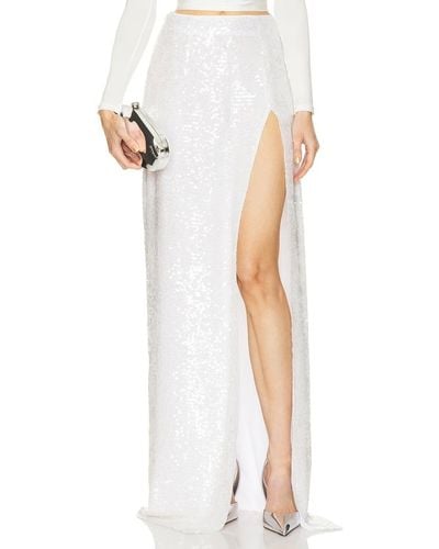 LAPOINTE Sequin High Waist Maxi Skirt - White