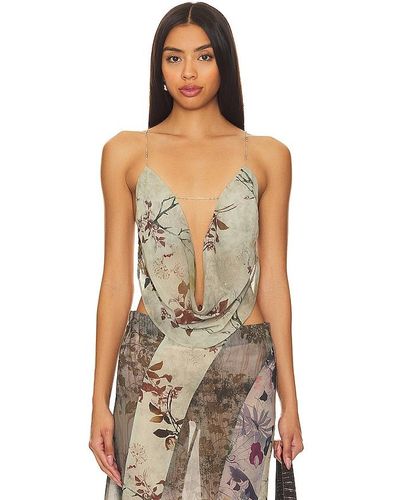 Jaded London Super Cowl Neck Top With Straps - Natural