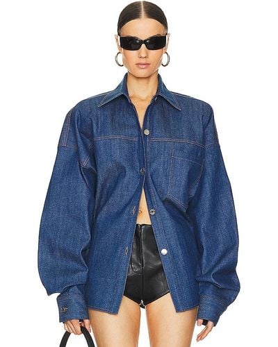 LAQUAN SMITH Oversized Button Down Shirt - Blue