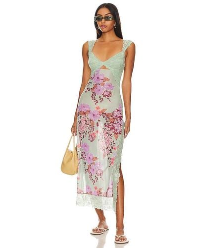 Free People X Intimately Fp Suddenly Fine Maxi Slip Dress In Sage Combo - Multicolor